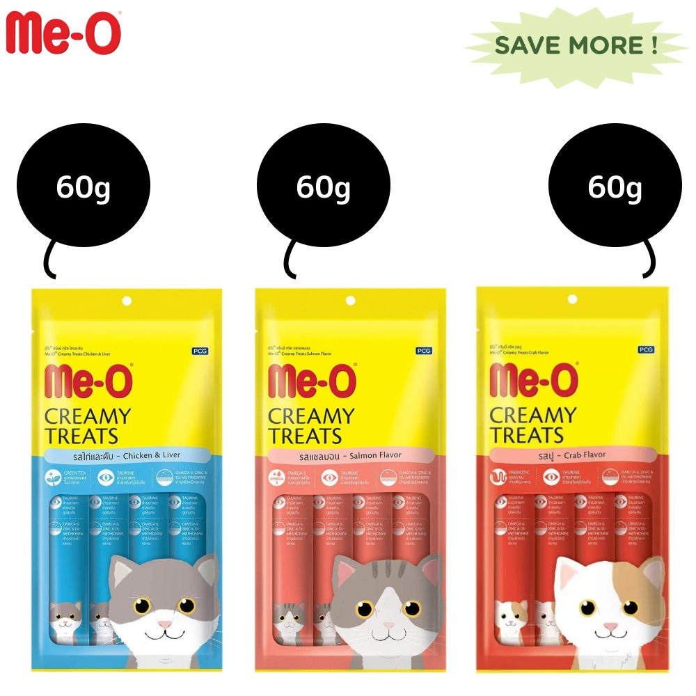 Me-O Creamy Chicken & Liver, Crab and Salmon Cat Treat Combo