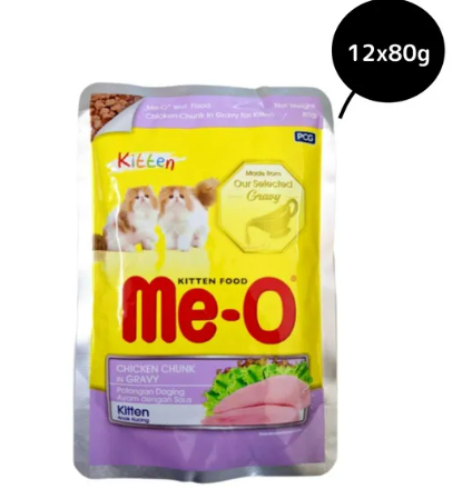 Me-O Chicken Chunk in Gravy Kitten Wet Food - 80g Packs