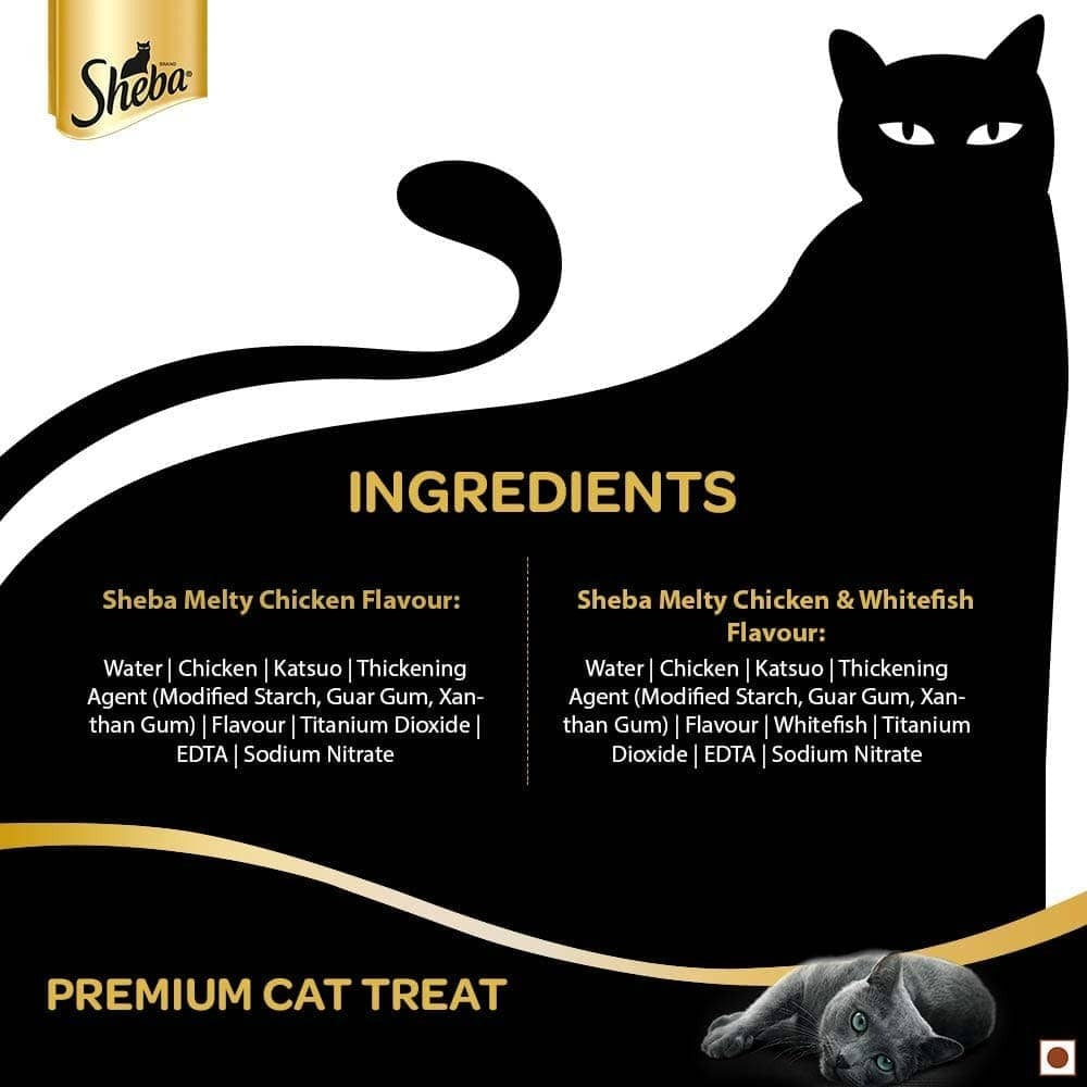 Me O Creamy Chicken & Liver and Sheba Chicken & Chicken Whitefish Sasami Selection Melty Premium Cat Treats Combo
