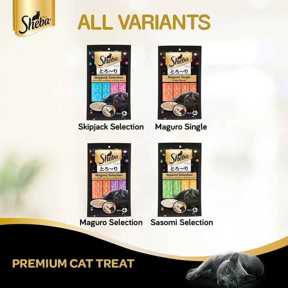 Me O Creamy Chicken & Liver and Sheba Chicken & Chicken Whitefish Sasami Selection Melty Premium Cat Treats Combo
