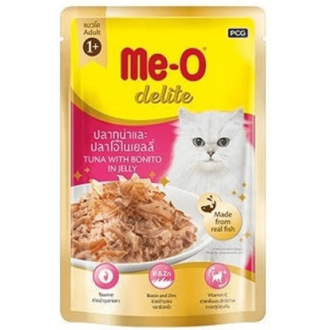 Me-O Delite Tuna with Bonito in Jelly and Sheba Tuna Pumpkin & Carrot In Gravy Rich Premium Adult Fine Cat Wet Food Combo