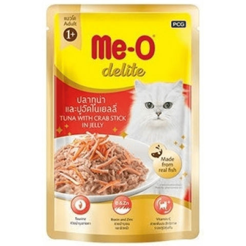 Me-O Delite Tuna with Crab Sticks in Jelly and Sheba Fish with Sasami Premium Cat Wet Food Combo