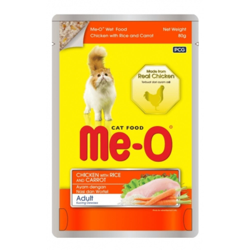 Me-O Chicken with Rice & Carrot Adult Cat Wet Food - 80g Packs