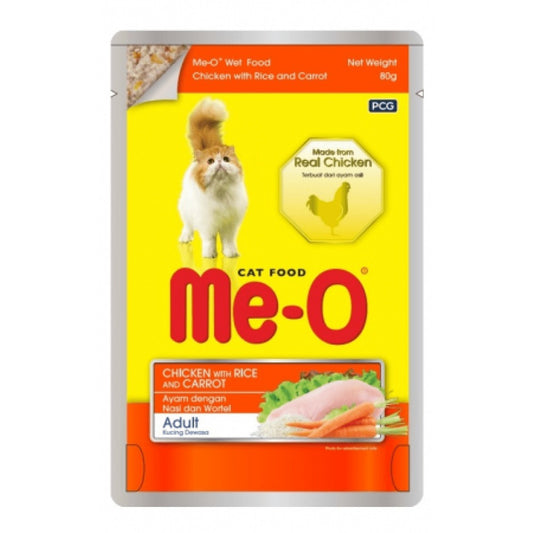 Me-O Chicken with Rice & Carrot Adult Cat Wet Food - 80g Packs