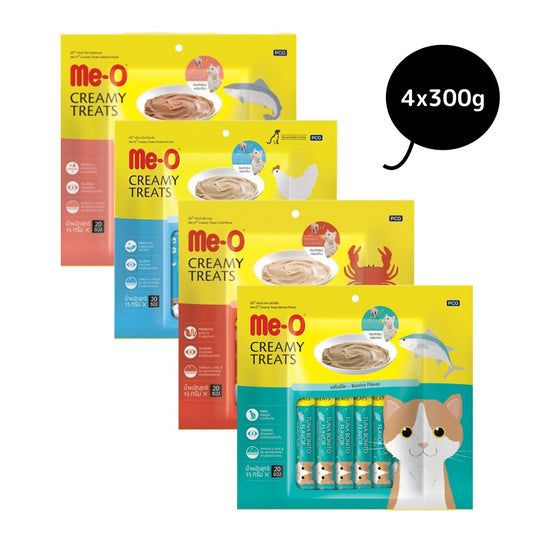 Me-O Creamy Chicken & Liver, Crab, Salmon and Bonito Cat Treat Combo