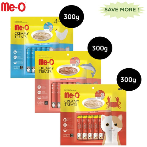 Me-O Creamy Chicken & Liver, Crab and Salmon Cat Treat Combo