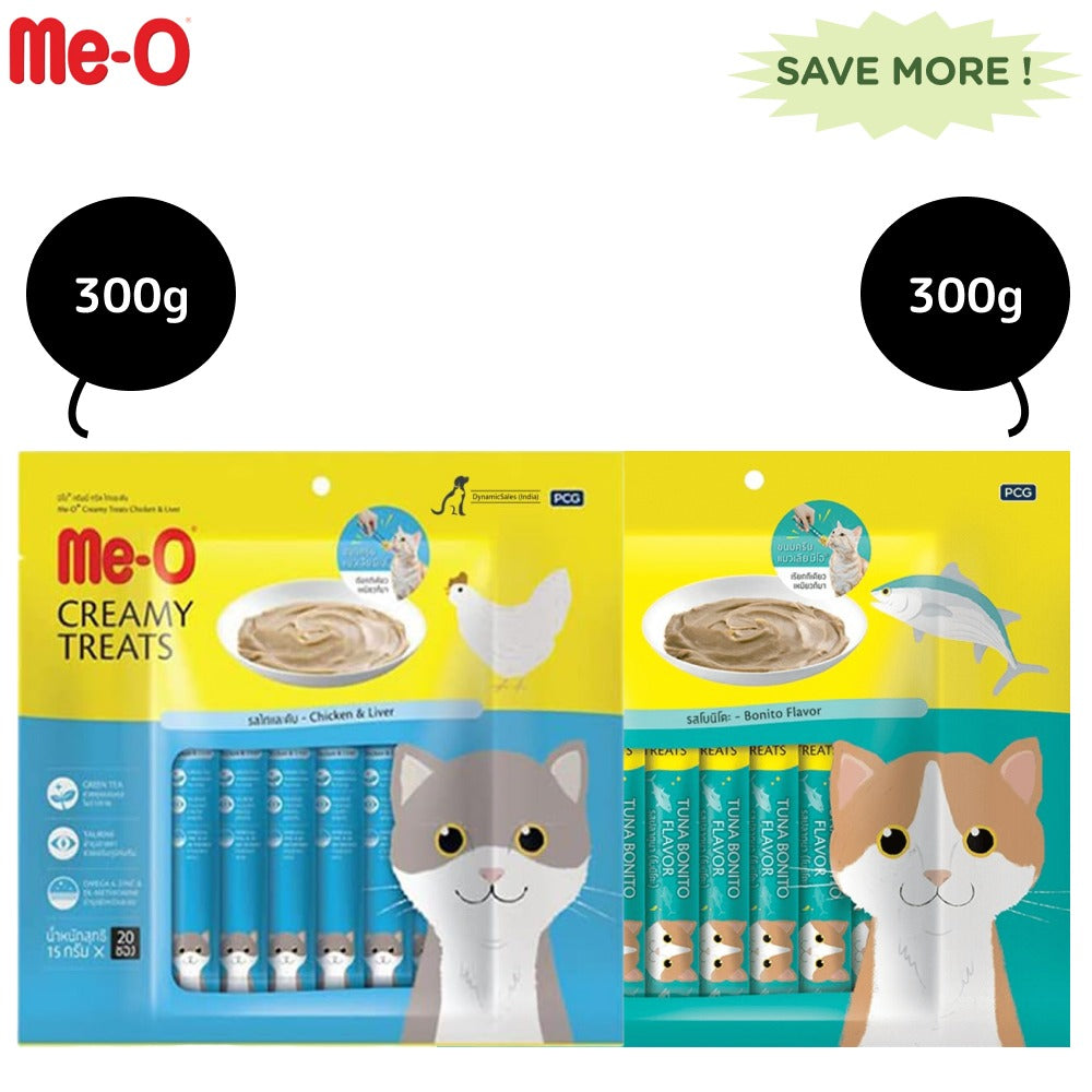 Me-O Creamy Chicken & Liver and Creamy Bonito Cat Treat Combo