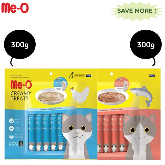 Me-O Creamy Salmon and Chicken & Liver Cat Treat Combo