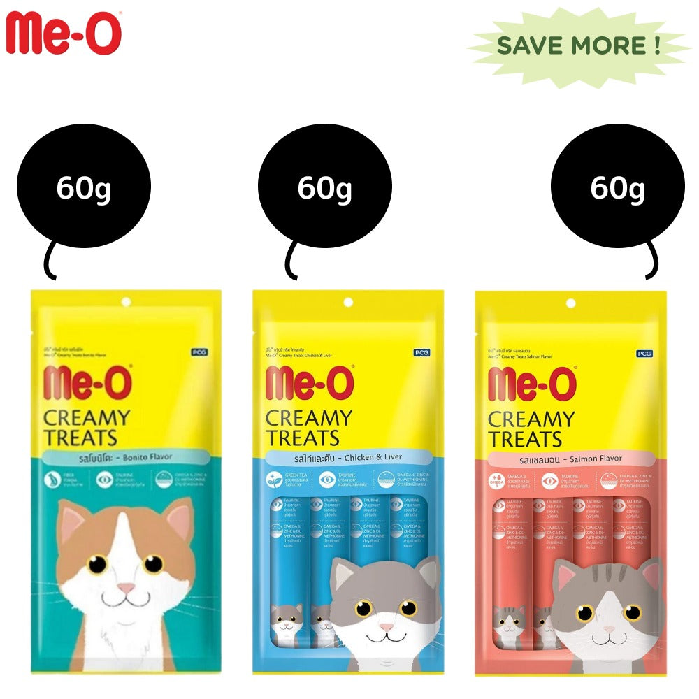 Me-O Creamy Chicken & Liver, Salmon and Bonito Cat Treat Combo