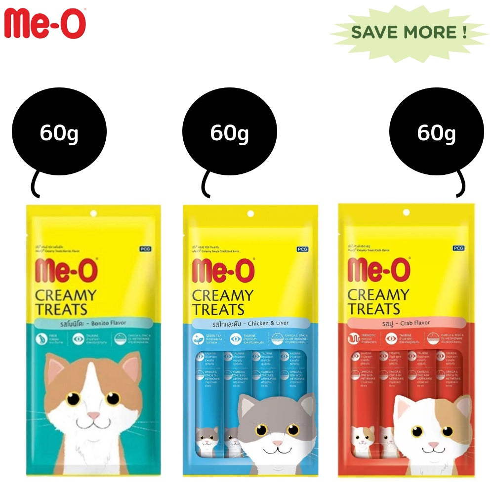 Me-O Creamy Chicken & Liver, Crab, Bonito Cat Treat Combo