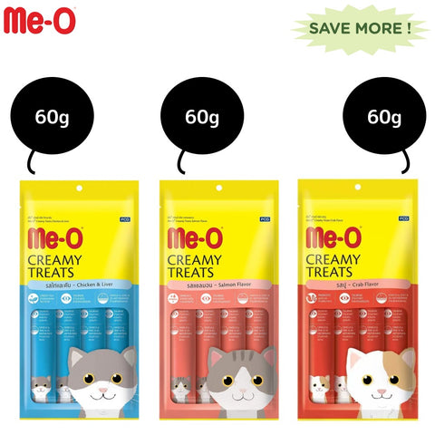 Me-O Creamy Chicken & Liver, Crab and Salmon Cat Treat Combo