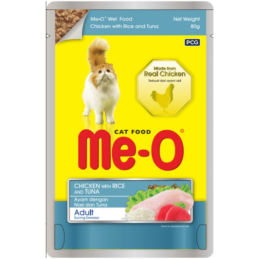 Me-O Chicken with Rice in Tuna Adult Cat Wet Food - 80g Packs