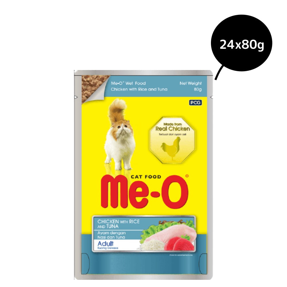 Me-O Chicken with Rice in Tuna Adult Cat Wet Food - 80g Packs