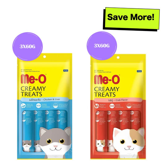 Me-O Creamy Crab and Chicken & Liver Cat Treats Combo