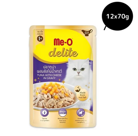 Me-O Delite Tuna with Cheese in Gravy for Adult Cat - 70g Packs