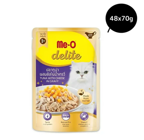 Me-O Delite Tuna with Cheese in Gravy for Adult Cat - 70g Packs