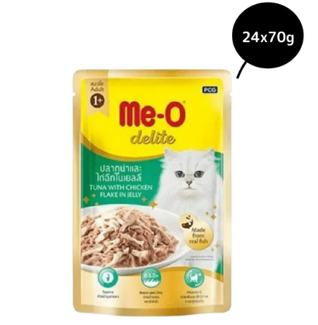 Me‑O Delite Tuna with Chicken Flake in Jelly for Adult Cat - 70g Packs