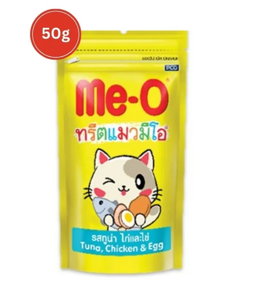 Me-O Crunchy Treat Tuna, Chicken & Egg - 50g Packet