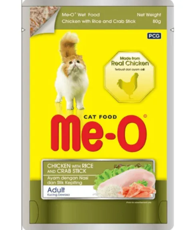 Me-O Chicken with Rice & Crab Stick Adult Cat Wet Food - 80g Packs