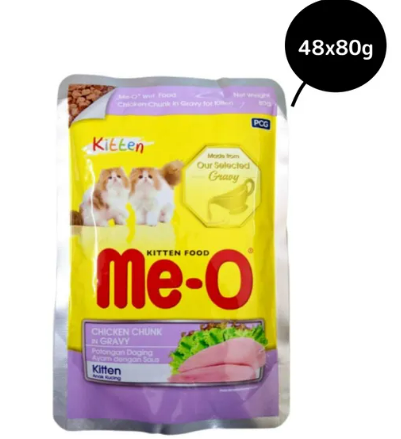 Me-O Chicken Chunk in Gravy Kitten Wet Food - 80g Packs