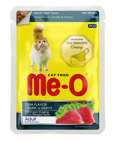 Me-O Tuna Chunk in Gravy Adult Cat Wet Food - 80g Packs